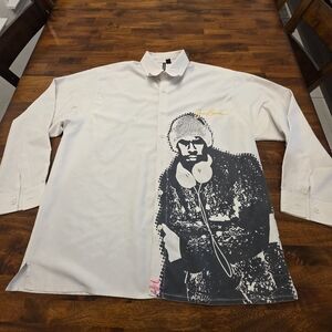 Joe Boxer Men's White Graphic Button Down Shirt XL          Sku 98